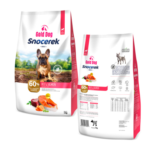 Karma dla Mopsa Gold Dog Snocerek Beef & Salmon 5kg wołowina bez drobiu